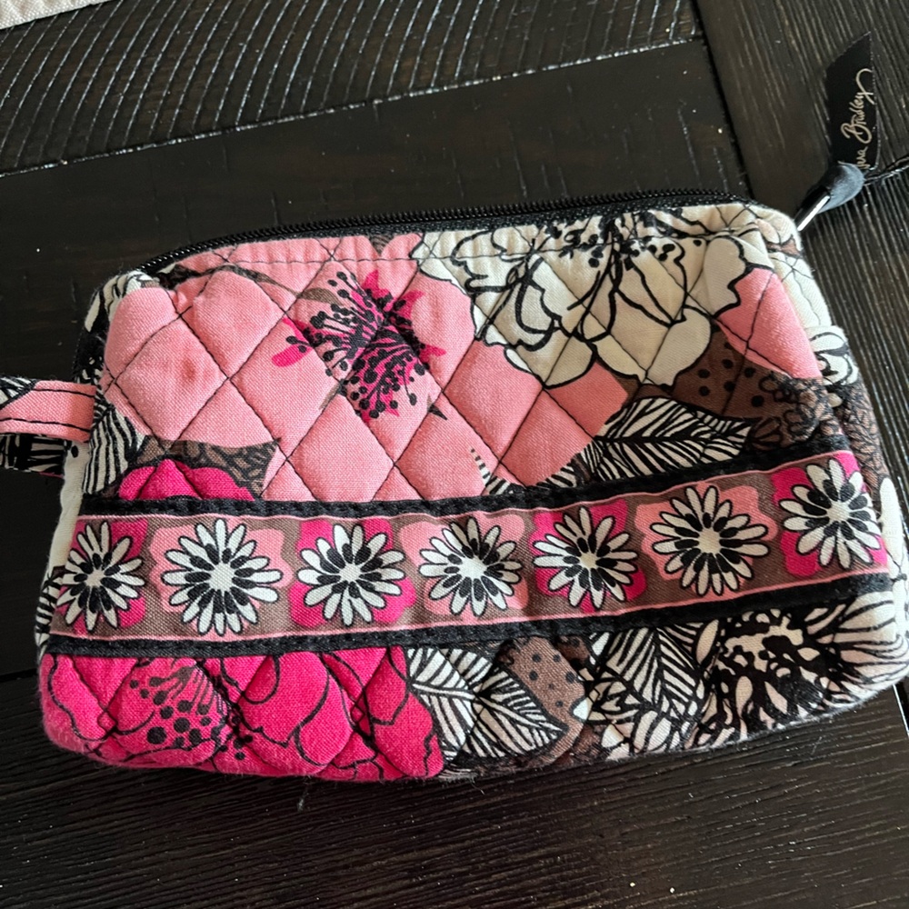 Vera Bradley pink fuchsia, floral zipper make up bag